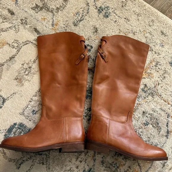 Free People Everly Equestrian Leather Knee-High Tan Boots 10 - Picture 11 of 16